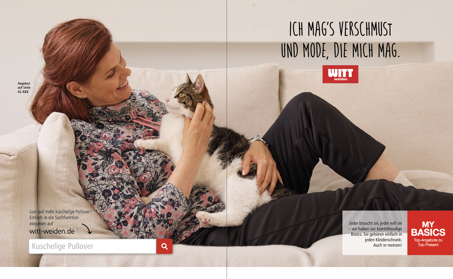 Witt Weiden Werbemittel mit Dame und Katze